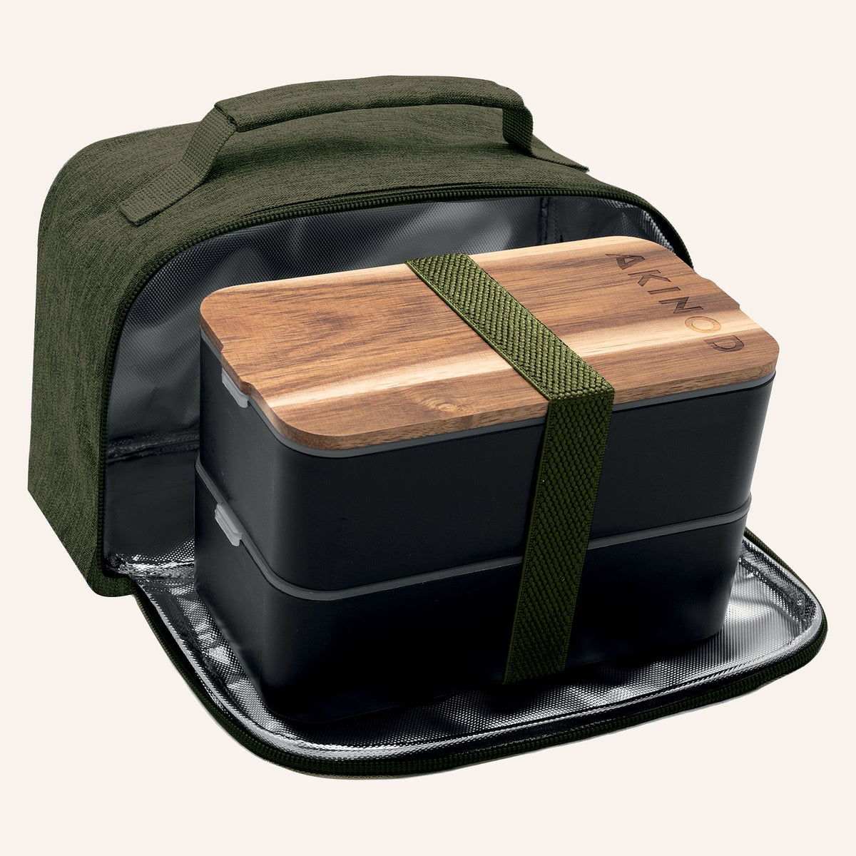 Bento + Lunch bag 11:58, Schwarz / Khaki