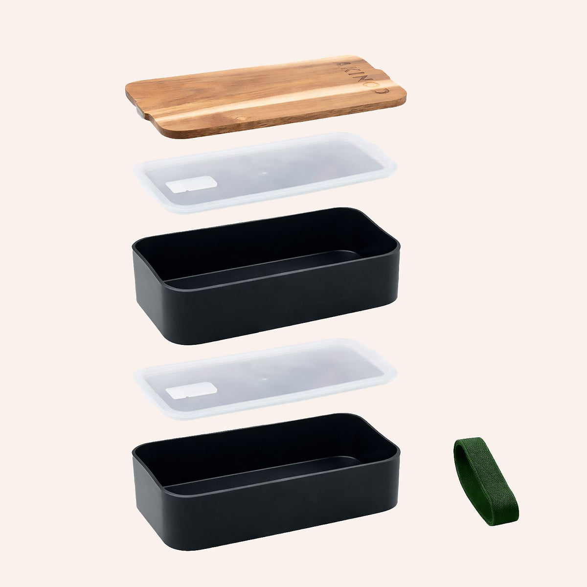 Bento + Lunch bag 11:58, Schwarz / Khaki