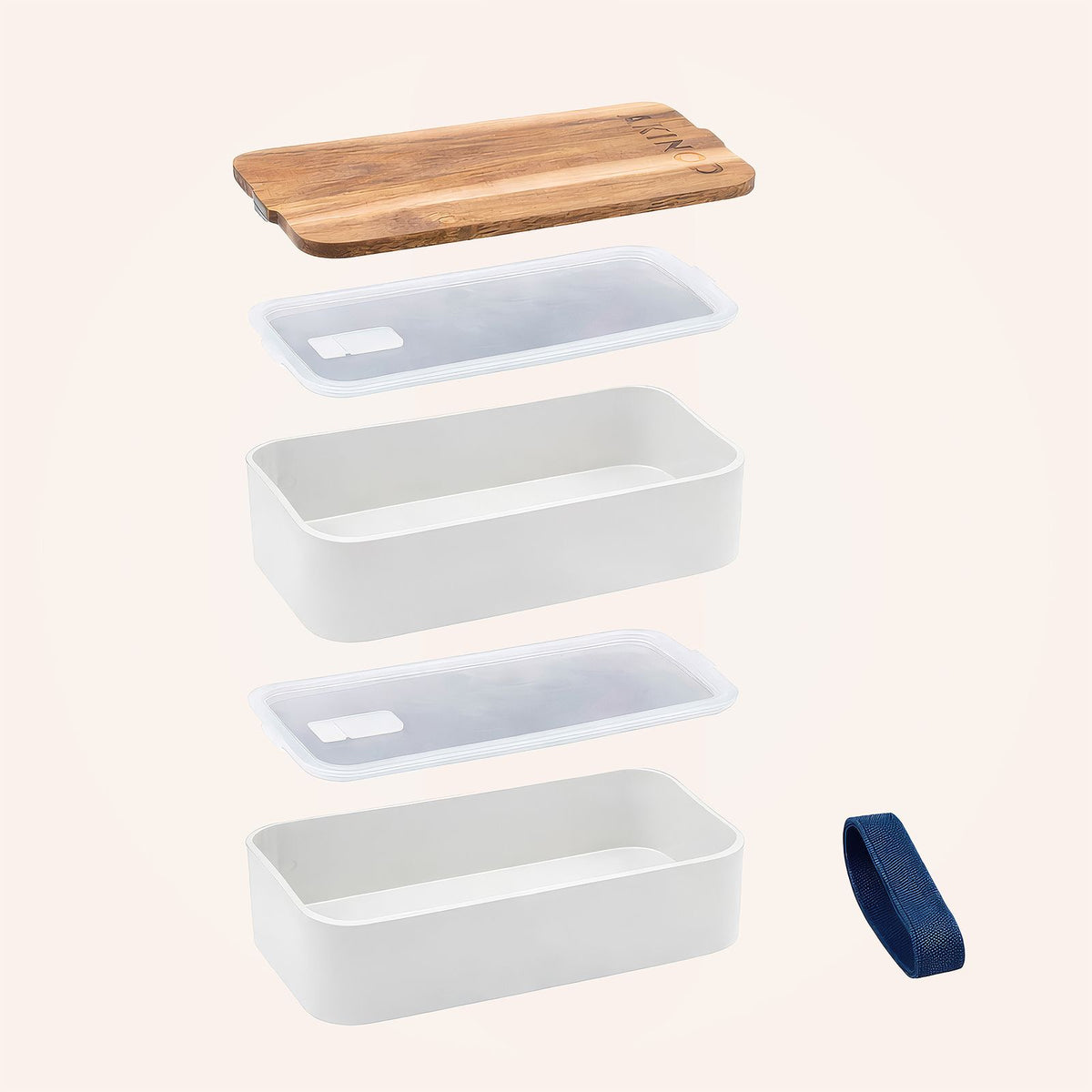 Bento + Lunch bag 11:58, Weiss / Jeansblau