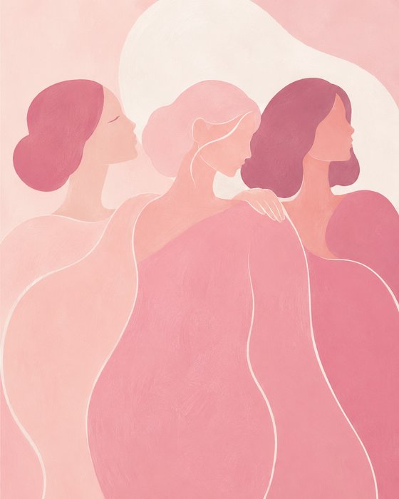 Pink-October-Aquarell, Frauen vereint