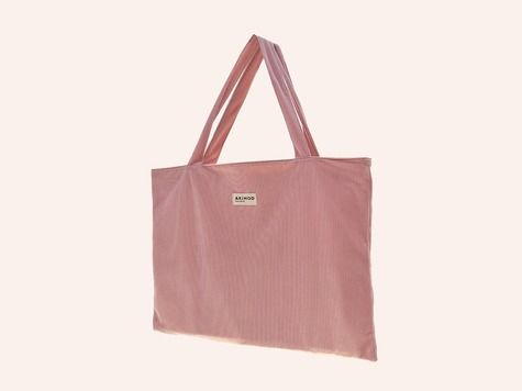 Totebag en velours côtelé rose