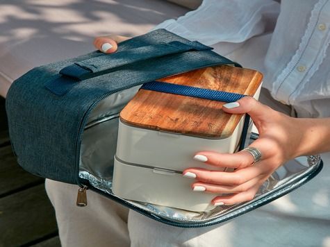 Bento + Lunch bag 11h58, Weiss / Jeansblau