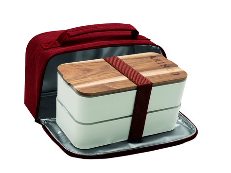 Bento + Lunchbag 11h58, Weiss / Terracotta
