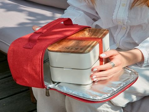 Bento + Lunch bag 11:58, White / Terracotta
