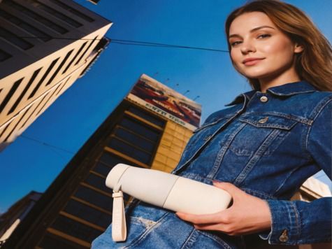 Doppelwandige Flasche 07:20, Beige